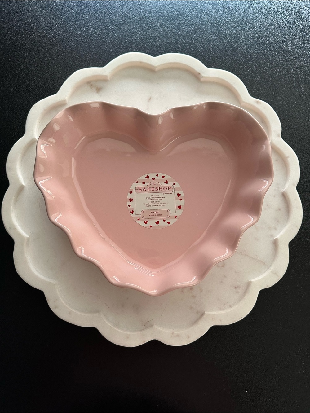 The Bakeshop ~ Pink Heart Ceramic Baking Dish 10.5 x 2 Inches